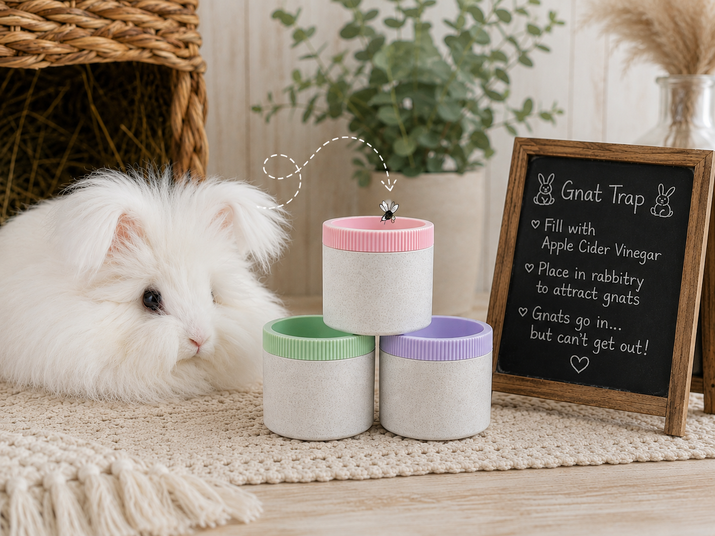Reusable Gnat Trap for Rabbit Hutches & Rabbitries – Bunny Safe Apple Cider Vinegar Trap