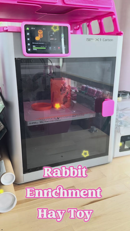 Rabbit Hay Roller Toy | 3D Printed Bunny Enrichment Feeder | Treat & Hay Holder for Rabbits, Guinea Pigs & Small Pets